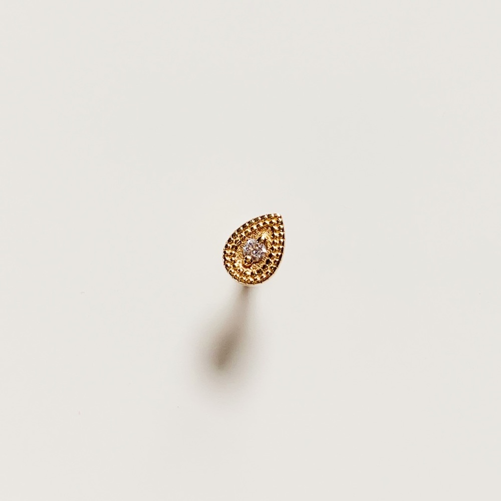 16g BLVA Yellow Gold CZ Teardrop